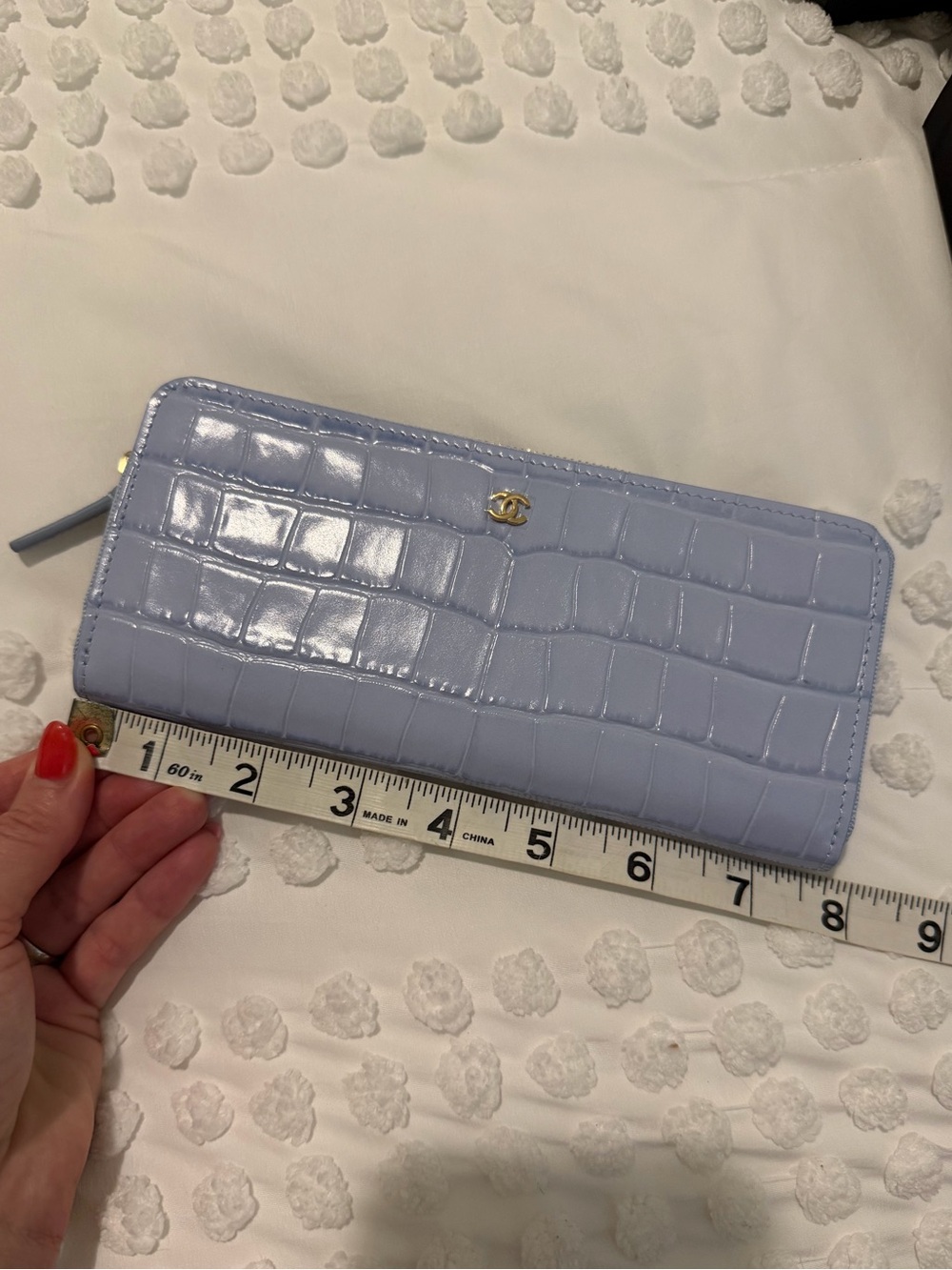 CHANEL Croc Embossed Zip Around Long Wallet Lilac Lavender Brand New with Box - Picture 14 of 15